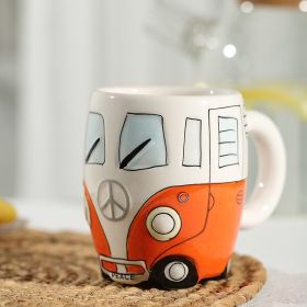 Creative Ceramic Bus Cup Interesting Milk Coffee Mug - Orange - 301-400ml