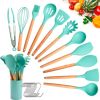 22pcs Silicone Kitchen Cooking Tool Utensil Serving Tools Gadget Heat Resistant - Green
