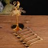 6pcs Gold Alloy Spoon Display Stand Kitchen Dessert Coffee Mixing Tableware Spoon Holder Swan Storage Box Wedding Gift Decorate - Gold