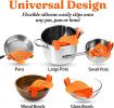 Kitchen Snap N Strain Pot Strainer and Pasta Strainer - Adjustable Silicone Clip On Strainer for Pots, Pans, and Bowls - Gray - orange