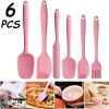 6pcs Silicone Kitchenware Set; Kitchen Supplies; Baking Supplies; Large Scraper; Spatula; Baking Tools; Cake Cream Spatula; Kitchen Tool Set - 6PCS Pu