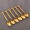 6pcs Gold Alloy Spoon Display Stand Kitchen Dessert Coffee Mixing Tableware Spoon Holder Swan Storage Box Wedding Gift Decorate - Gold