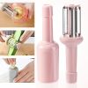 1pc Stainless Steel Peeling Knife, Multifunctional Grater, Fruit Peeler, Three-blade Melon Fruit Potato Planer, Kitchen Accessories - Pink